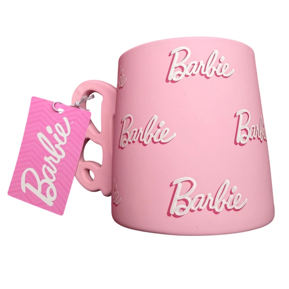 Barbie Ceramic Mug Light Pink B Handle‎ Logo Barbiecore Collectible 21oz NEW